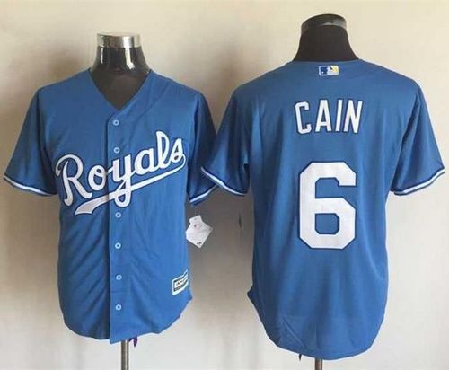 Royals #6 Lorenzo Cain Light Blue Alternate 1 New Cool Base Stitched MLB Jersey - Click Image to Close